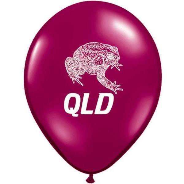 Latex Balloons 28cm QLD (Queensland) Maroon Canetoad Pk/25