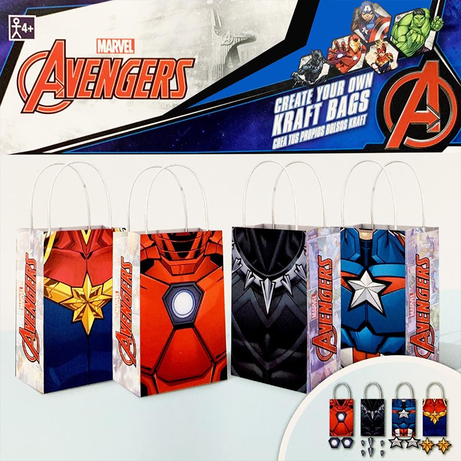 Avengers Loot Paper Kraft Bags Pk/8 Create Your Own 21cm X 13cm X 8cm