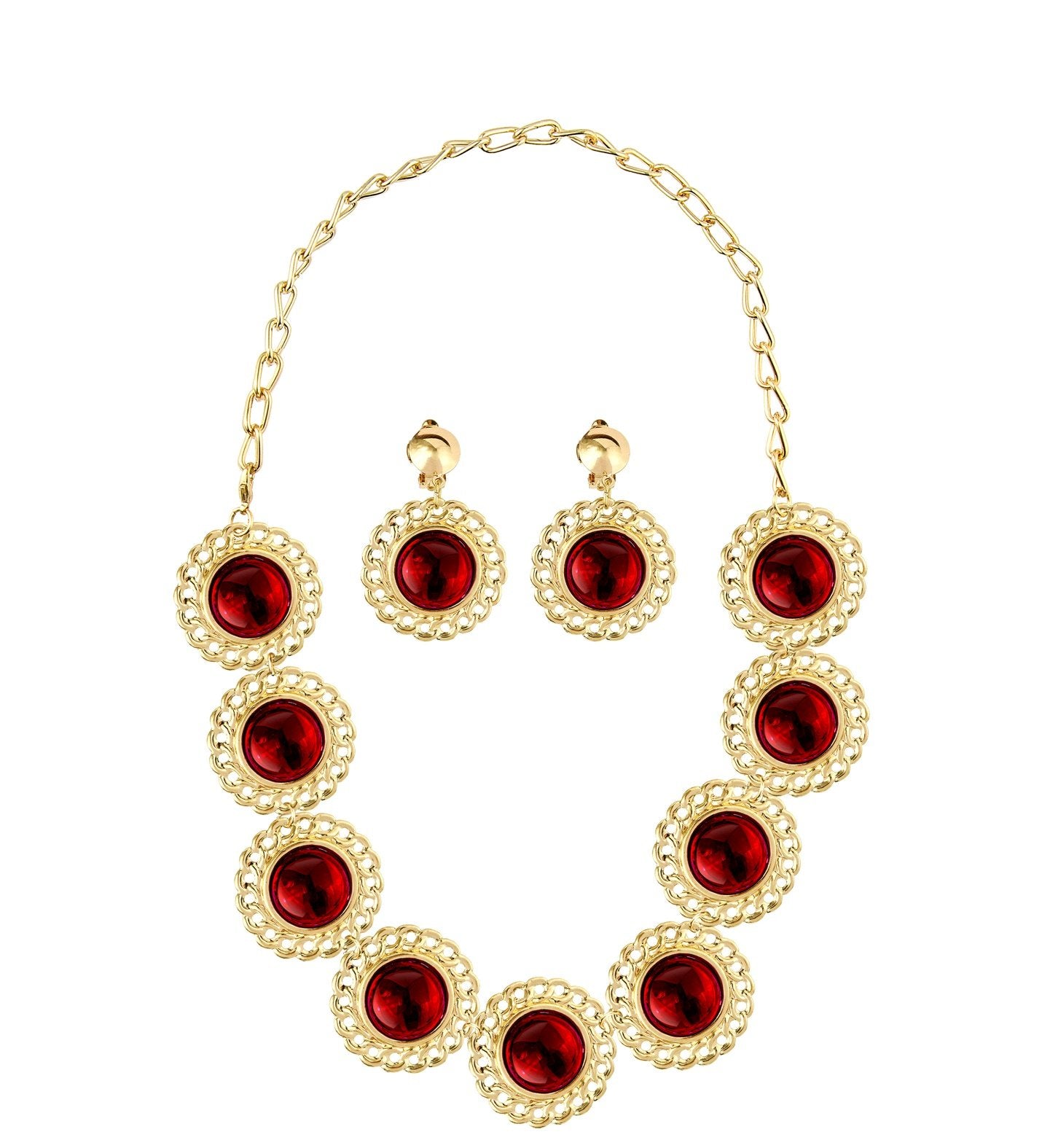 Costume Jewels Renaissance/Medieval Royalty Queen Set With Red Gems