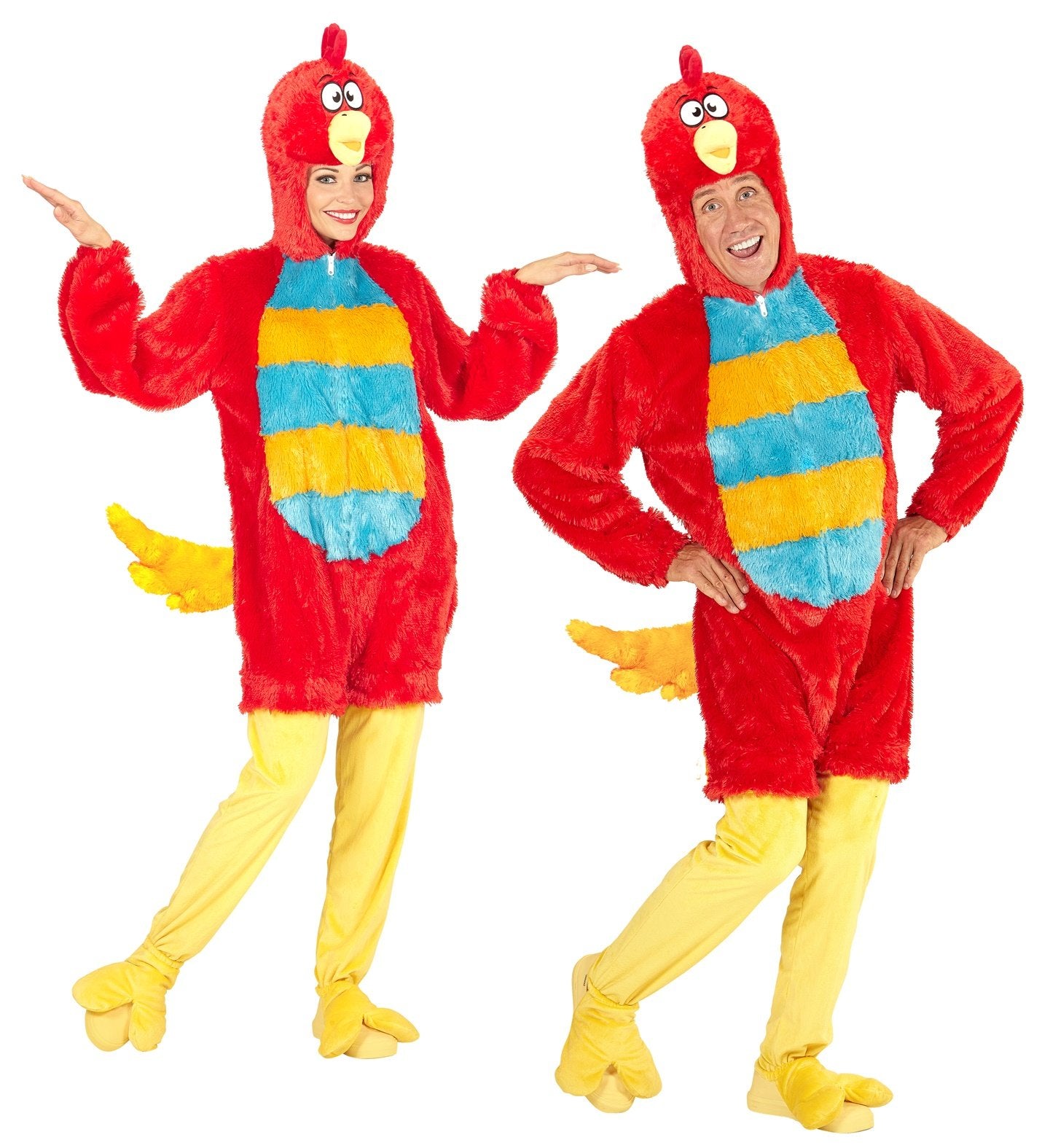 Costume Adult Red Bird Soft Plush Hooded Jumpsuit