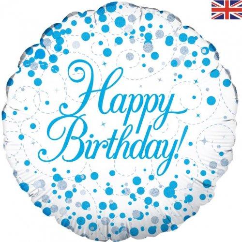 Balloon 45cm Happy Birthday Sparkling Fizz Blue