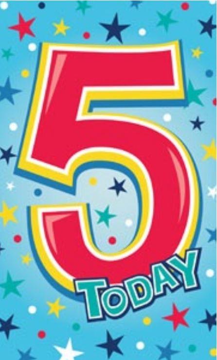 Greeting Card Happy 5th Birthday Bright