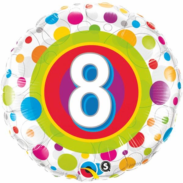 Balloon Foil 45cm 8th Birthday Colourful  Last Chance Buy