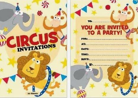 Party Invitation 20 Sheet Pad Circus/Carnival- Discontinued Last Chance