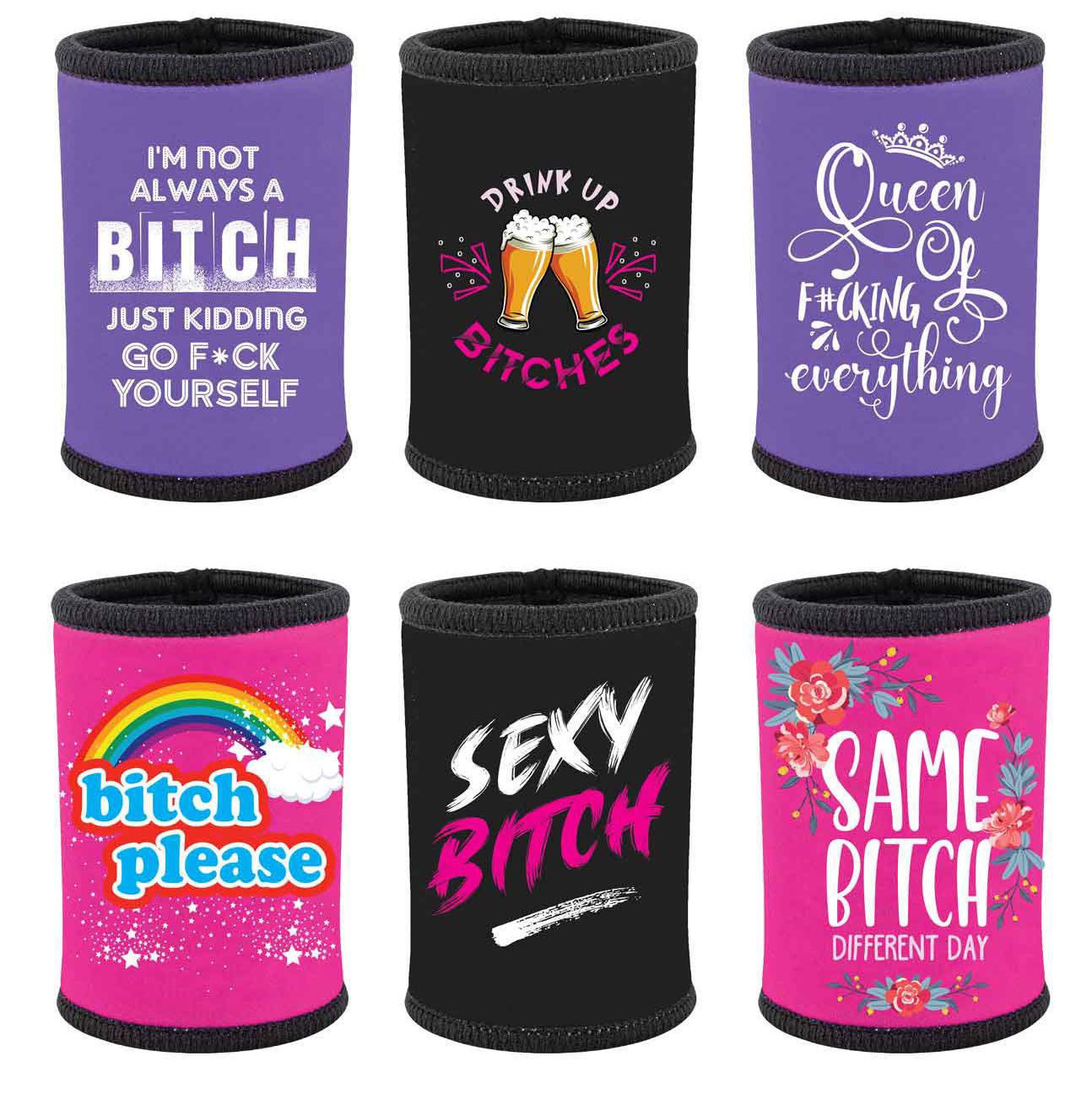 Gift Novelty Funny Beer Bitch Stubby Holder Monkey Biz Assorted Designs