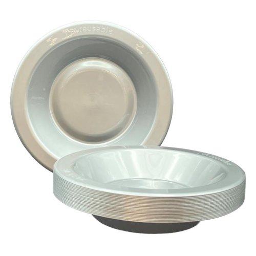 Bowls 18cm Silver Plastic Pk/20