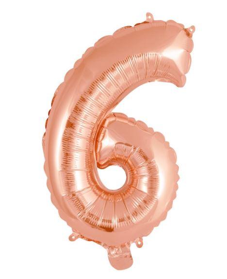 Balloon Foil Number 6 Rose Gold 40cm