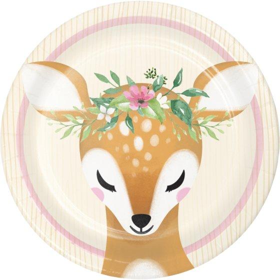Deer Little One 17cm  Plate Pk/8 First Birthday