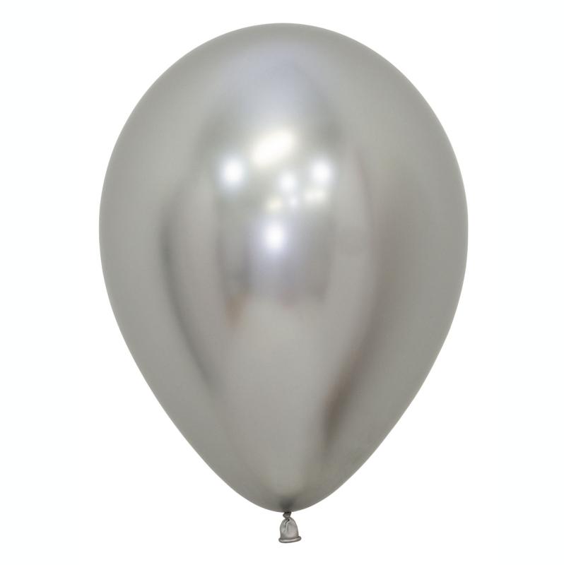 Latex Balloons 30cm Reflex Silver Pk 100