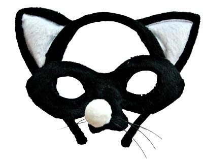 Animal Costume Headband & Mask Set Cat Black/White