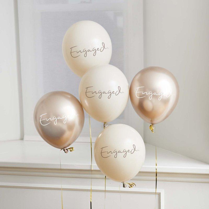Balloon Pack Latex Engaged 30cm Pk/5 (Helium Not Included)