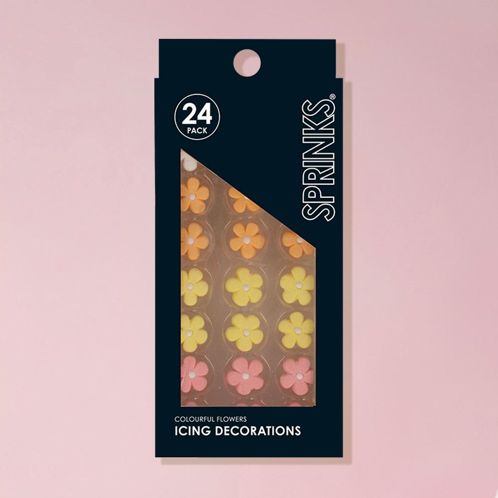 Edible Icing Decorations Colourful Flowers Pk/24