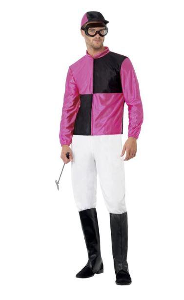 Costume Adult Jockey Horse Racing Pink & Black Large