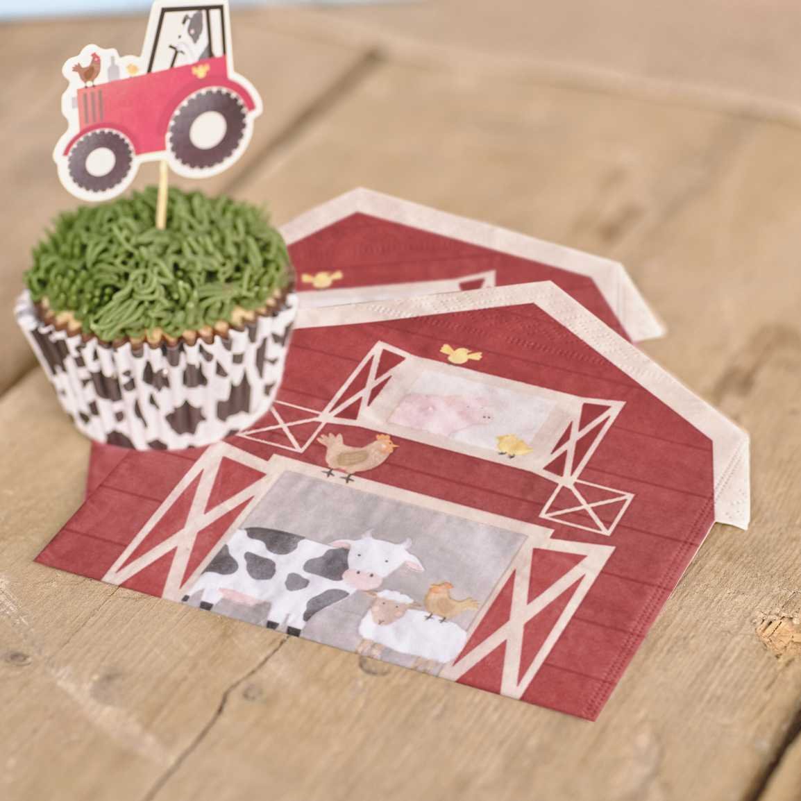 Farm Friends Barn Shaped Farm Paper Party Napkins Pk 16