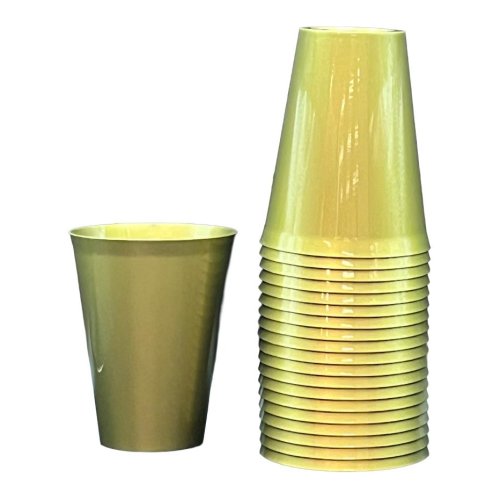 Cups Gold Reusable Plastic 285ml Pk 20