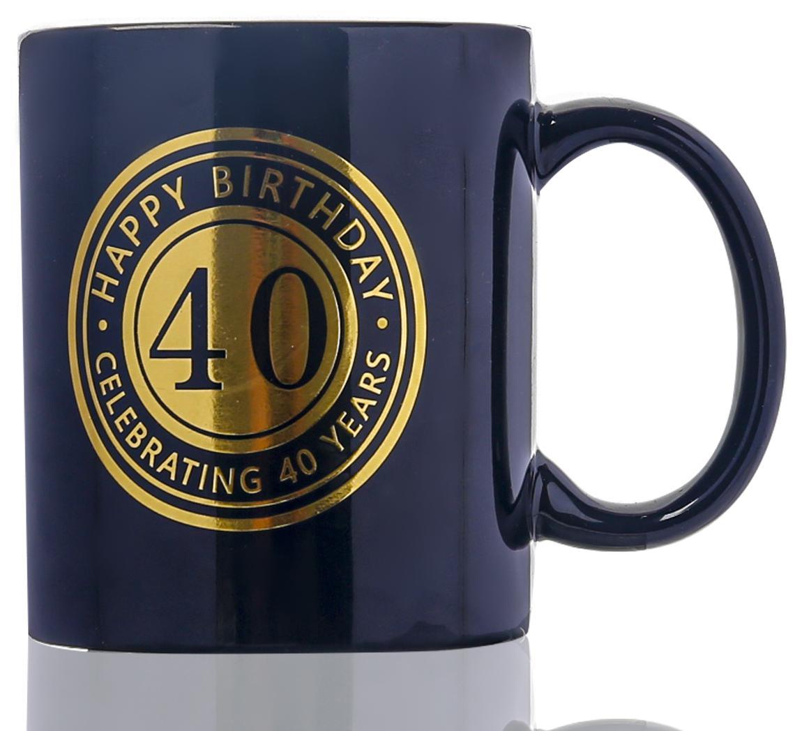 Mug 40th Happy Birthday Black With Gold Script