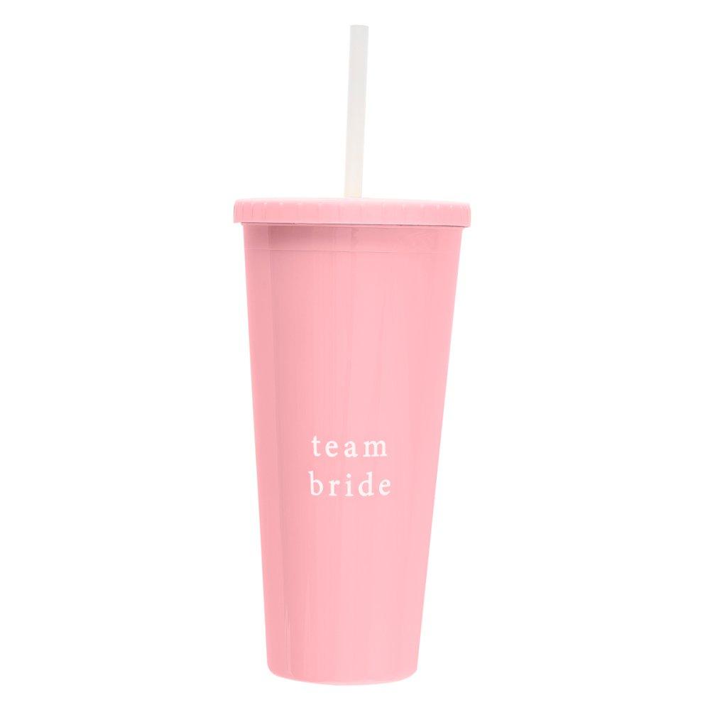 Pink Reusable Team Bride Hen Party Cup With Straw 700ml