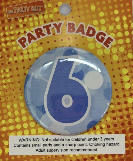 Badge Sixth Birthday Blue 6cm