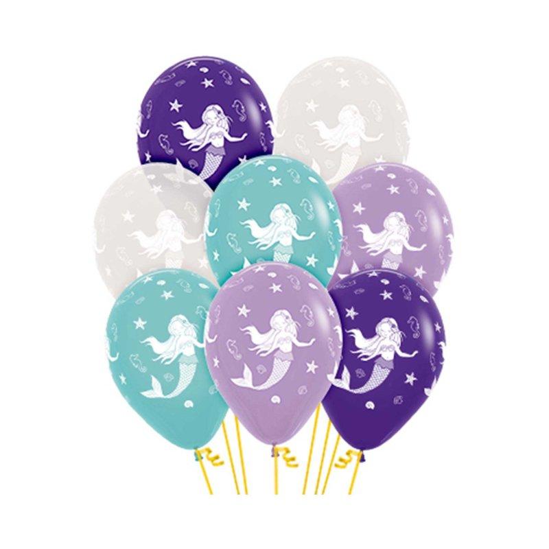 Mermaid Shine Balloons Latex 30cm Assorted Colours Pk/12