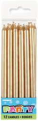Gold Birthday Cake Candles 13cm Pk/12