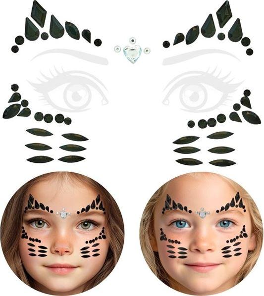 Face Jewels Black Animal Cat Adhesive Costume Accessory Halloween