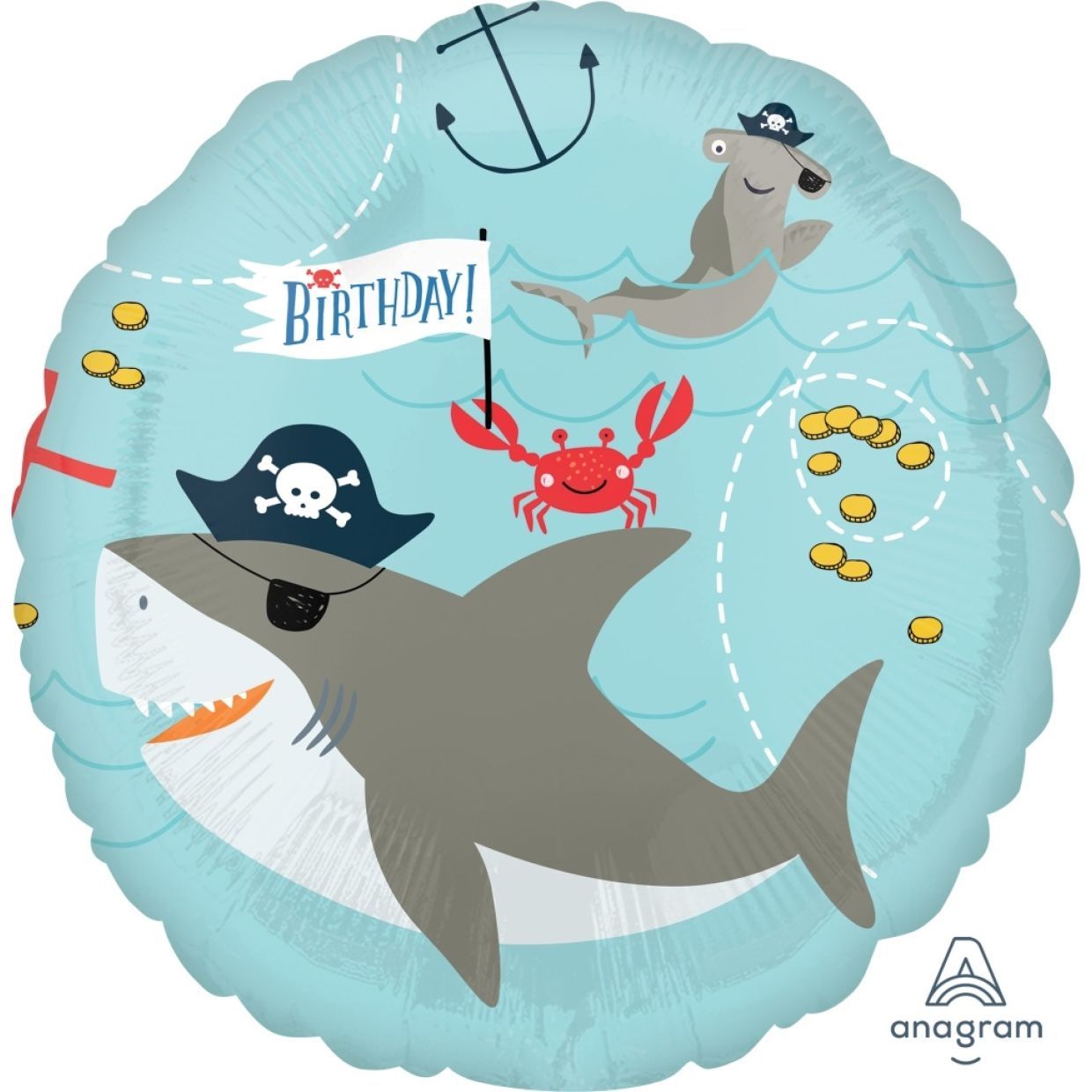 Balloon Foil 45cm Birthday Shark/Octopus Under The Sea