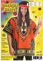 Costume Adult Dashiki Hippy Shirt Orange