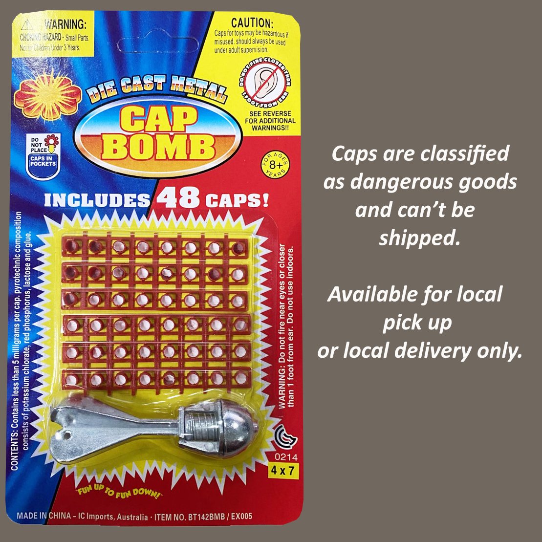 Cap Bomb Set 8.5cm Includes 48 Shots Per Pack