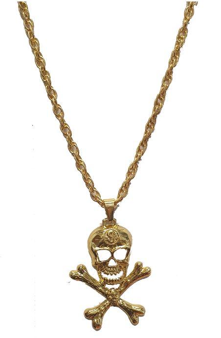 Necklace Skull Pirate Gold Heavy Deluxe Costume Prop