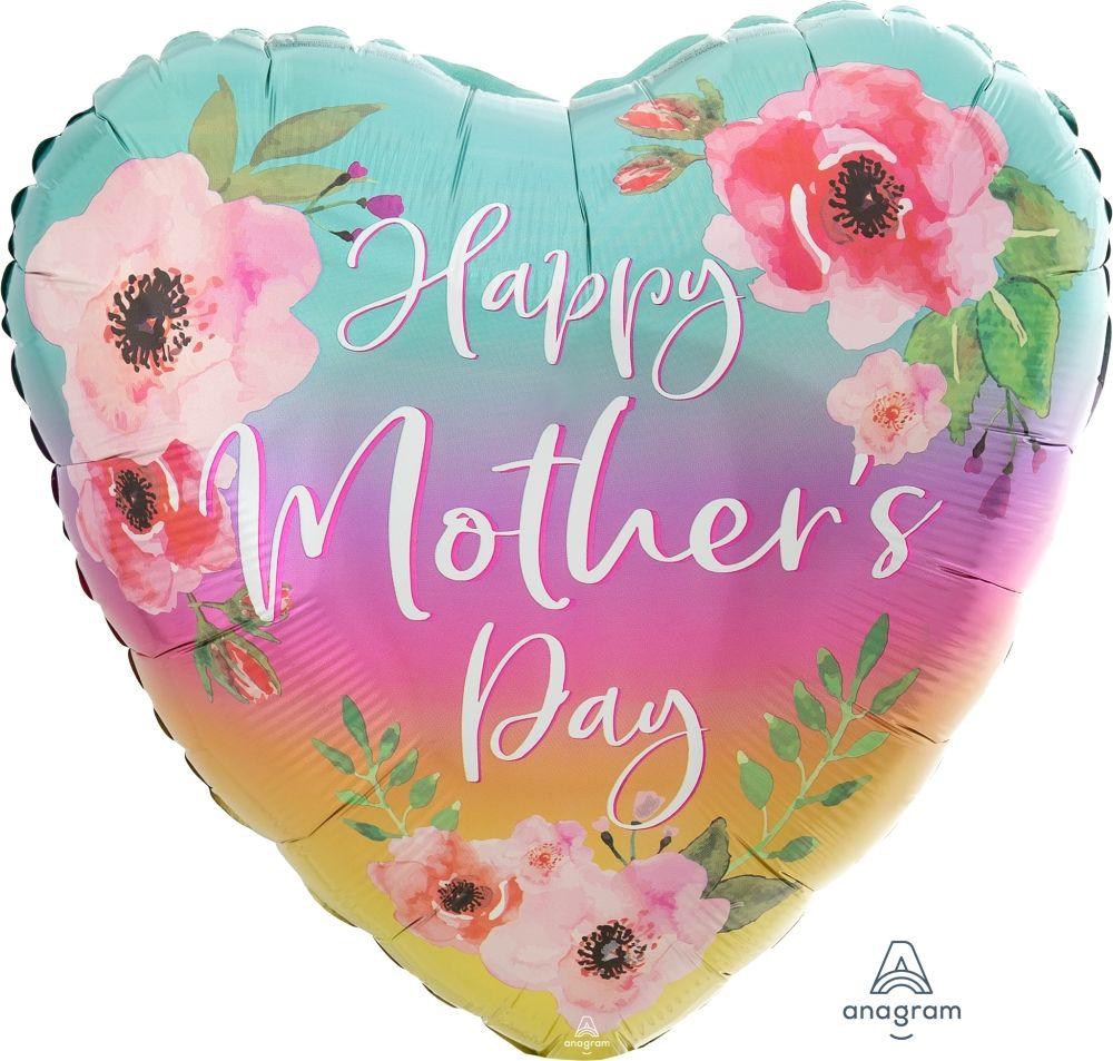 Balloon Foil Shape Happy Mothers Day Flowers & Ombre 71cm