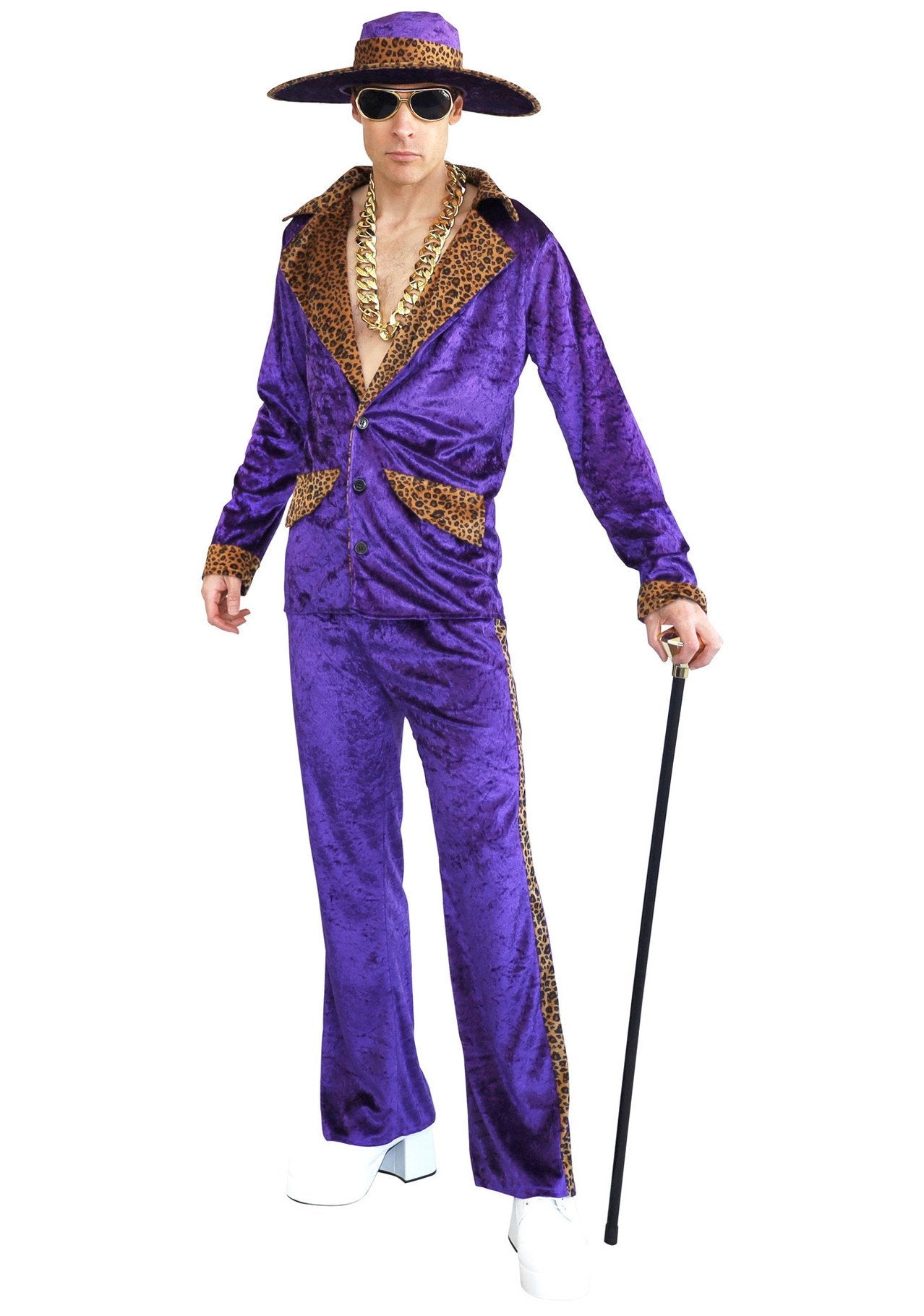 Costume Adult Pimp Suit Purple with Leopard Print