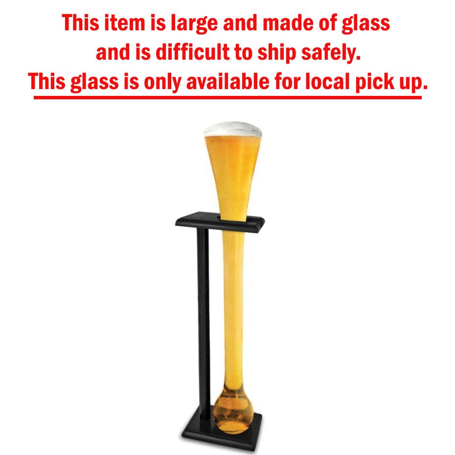 Yard Glass Large With Hand Blown Glass & Timber Stand 2.75 Litre Capacity