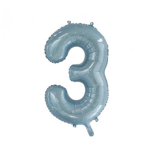 Balloon Foil Megaloon Num 3 Light Blue 86cm- Discontinued Line Last Chance
