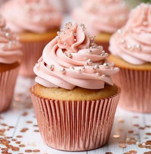 Cupcake Baking Cups Rose Gold Foil Pk 50- 3 Sizes