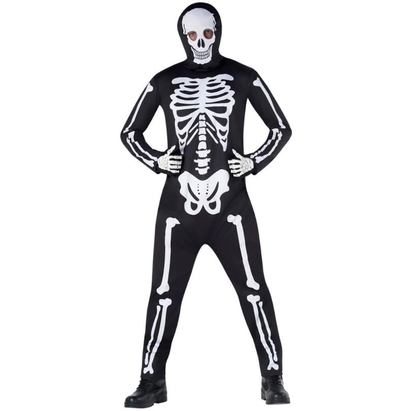 Costume Adult Skeleton Jumpsuit with Hood
