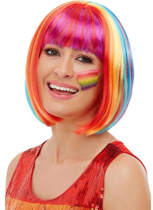 Wig Bob Rainbow Multi Coloured Deluxe