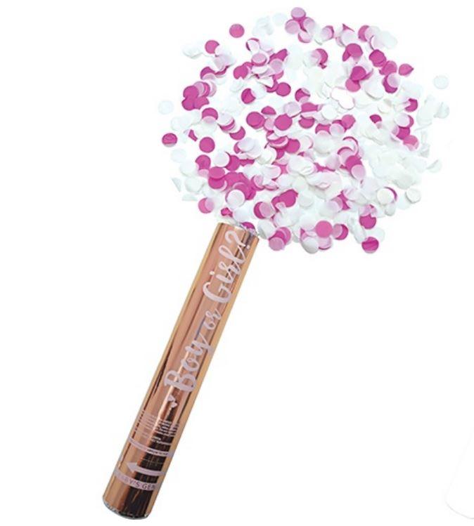 Gender Reveal Pink & White Tissue Confetti/Popper 28cm Cannon
