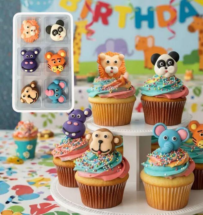 Edible Icing Decorations Safari Animal Pk/6