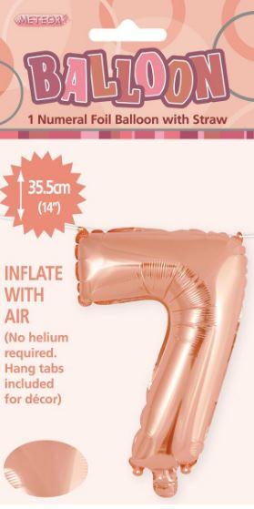 Balloon Foil Number 7 Rose Gold 40cm