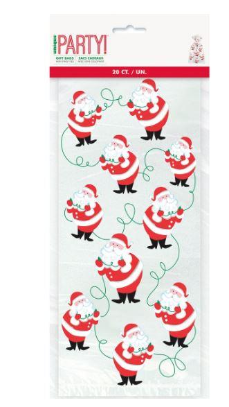 Cello Bags Santa Print Christmas Pk/20 Treat/Lollies