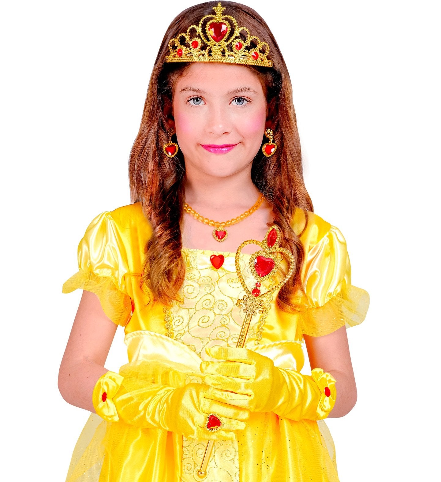 Princess Set 6 Piece Set Yellow Tiara Necklace Earings Gloves Ring Scepter
