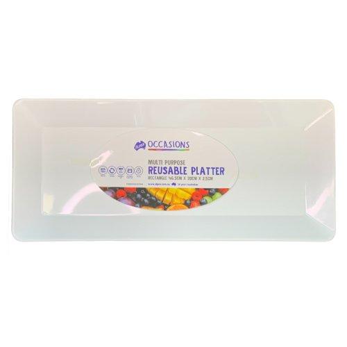 Catering Tray Platter White Plastic Rectangle 46.5cm x 20cm