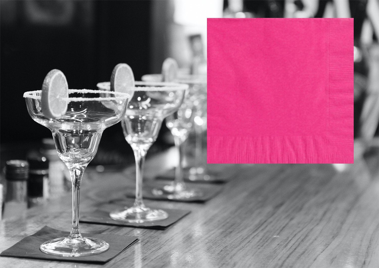 Napkins Beverage/Cocktail Bright Pink 2ply Pk/40