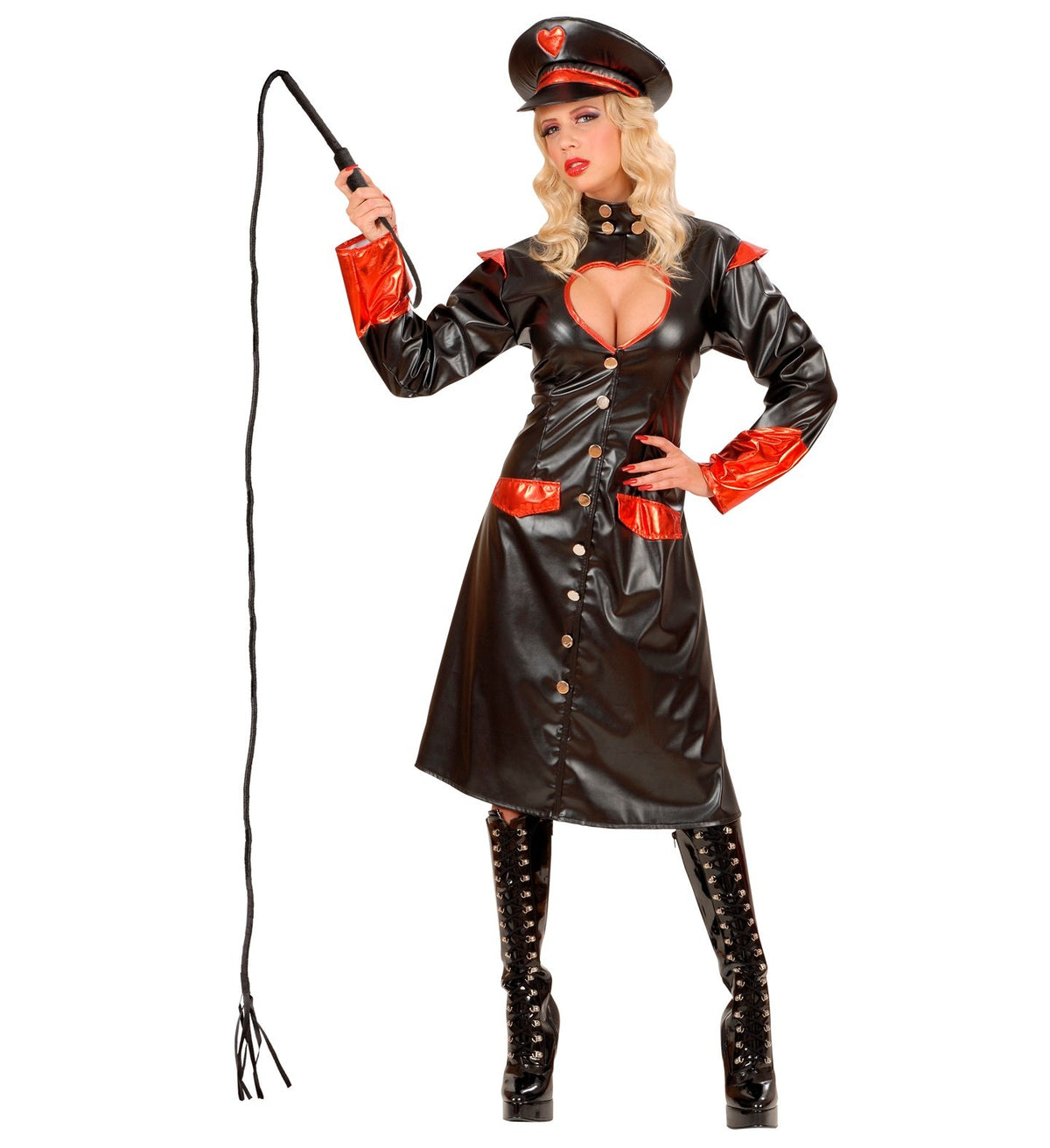 Whip Black 207 cm Long Stockman Leather Look Costume Accessory