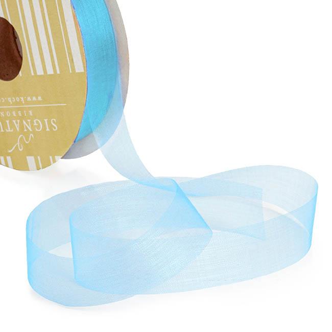 Organza Ribbon Baby Blue Cut Edge 25mm x 100m