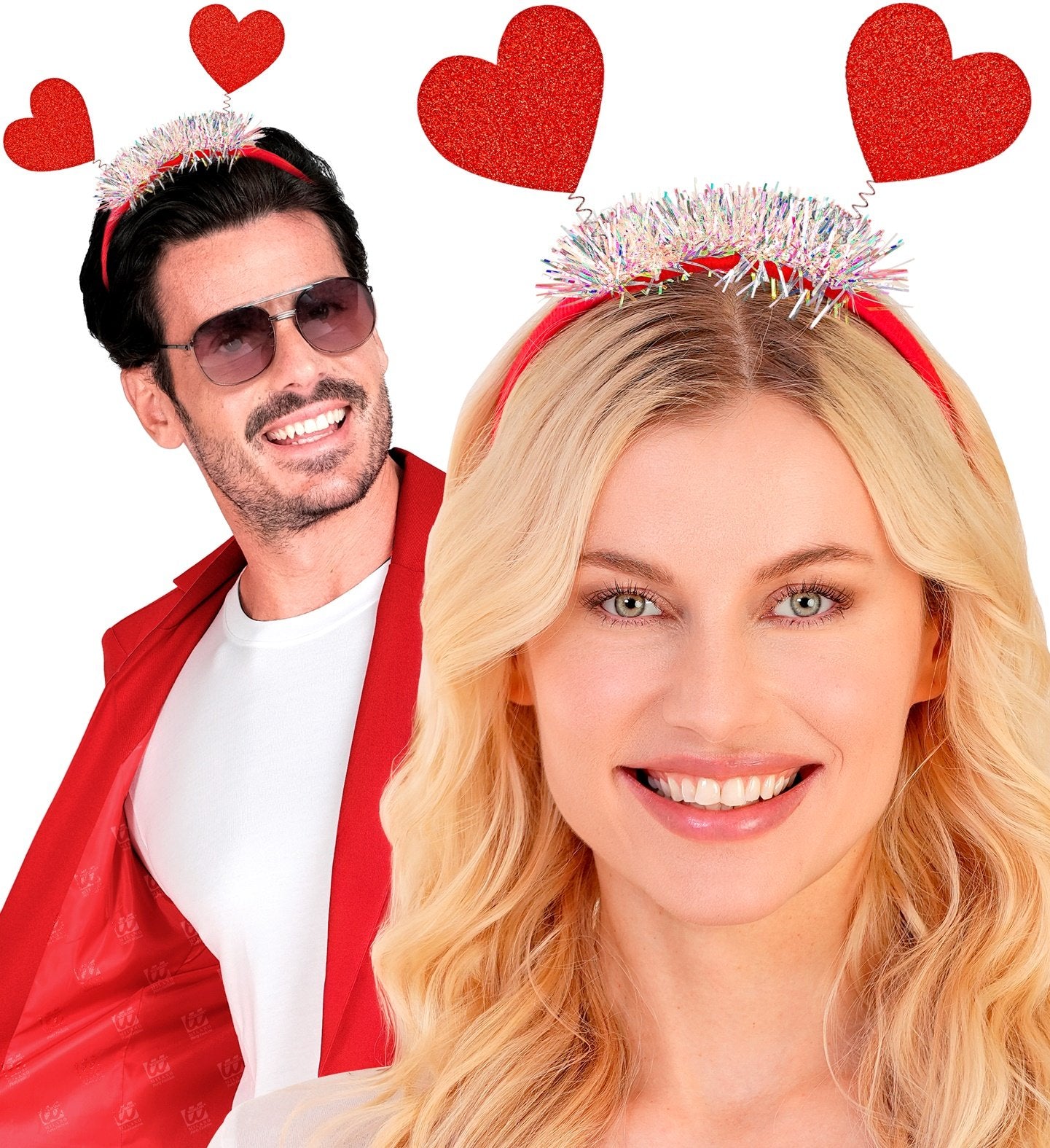 Costume Accessory Headband Boppers With Red Glitter Hearts Valentines Love