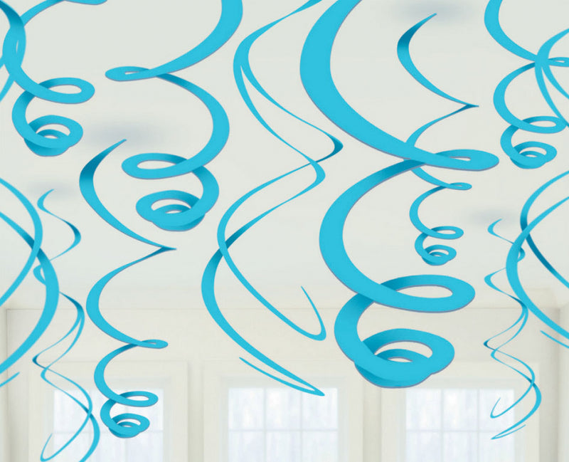 Hanging Decorations Swirls Light Blue 55.8cm Pk/12