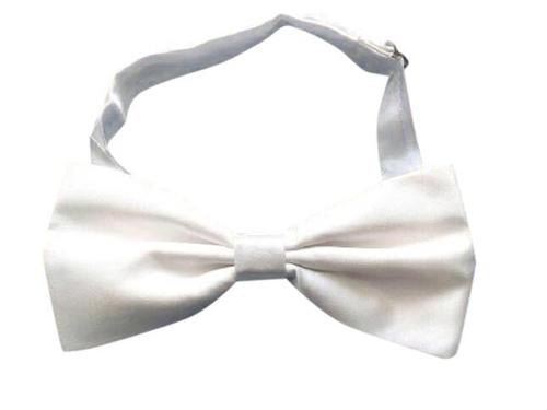 Bow Tie Satin White Deluxe Adjustable