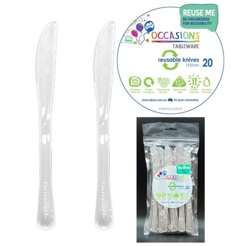 Knives Silver Reusable Plastic Pk/20
