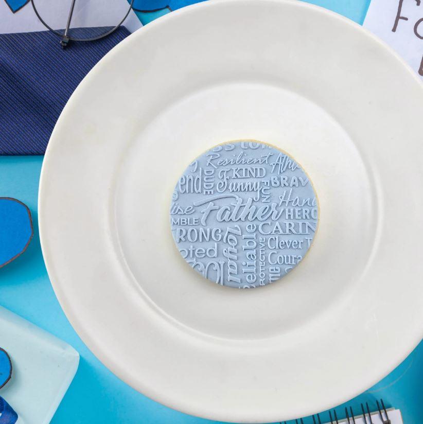 Fathers Day Text Collage Pattern Cookie/Biscuit Debosser Cutter